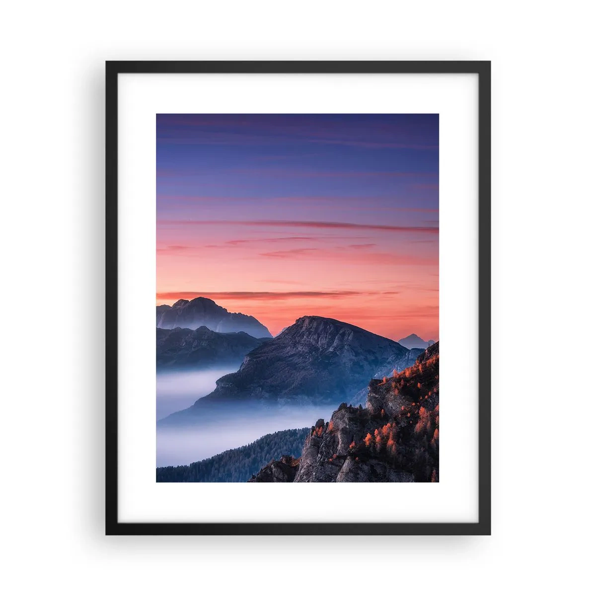 Poster in black frame - Over the Valleys - 40x50 cm