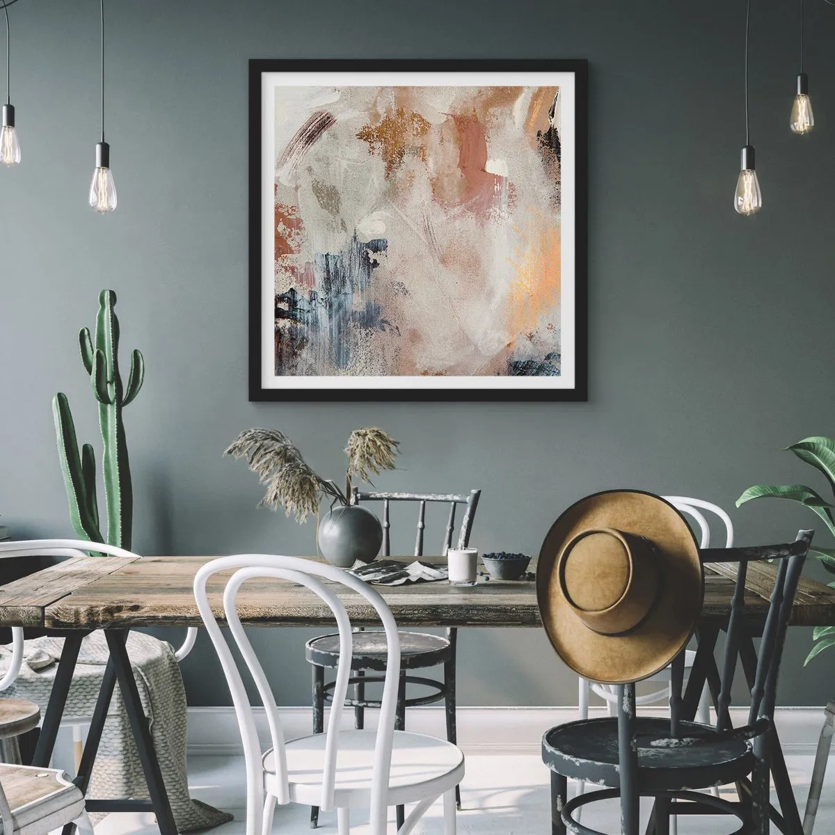 Poster in black frame - Foggy Abstract - 60x60 cm