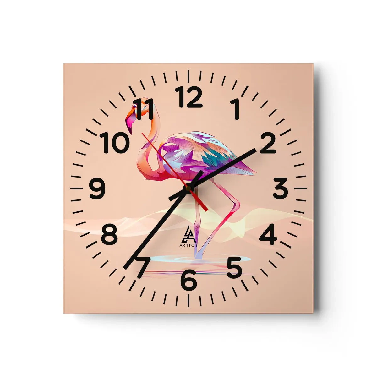 Wall clock - Clock on glass - Bird of Good Emotions - 30x30 cm