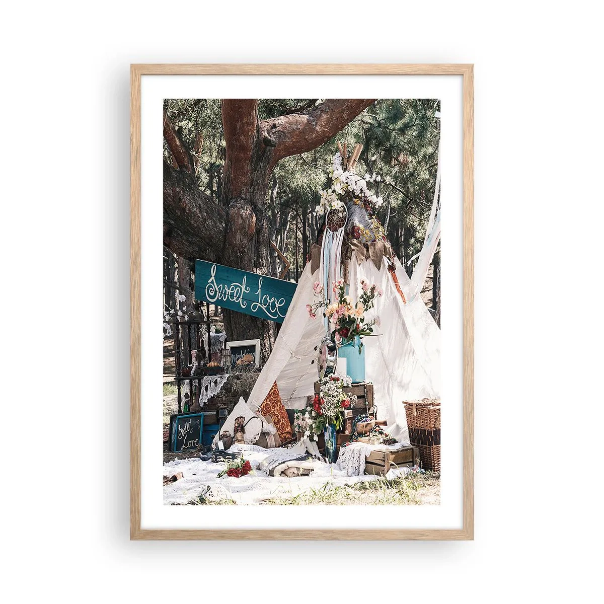 Poster in light oak frame - Make Love… - 50x70 cm