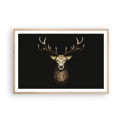 Poster in light oak frame - Cubist Deer - 91x61 cm
