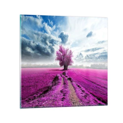 Glass picture - Heathland Charm - 40x40 cm