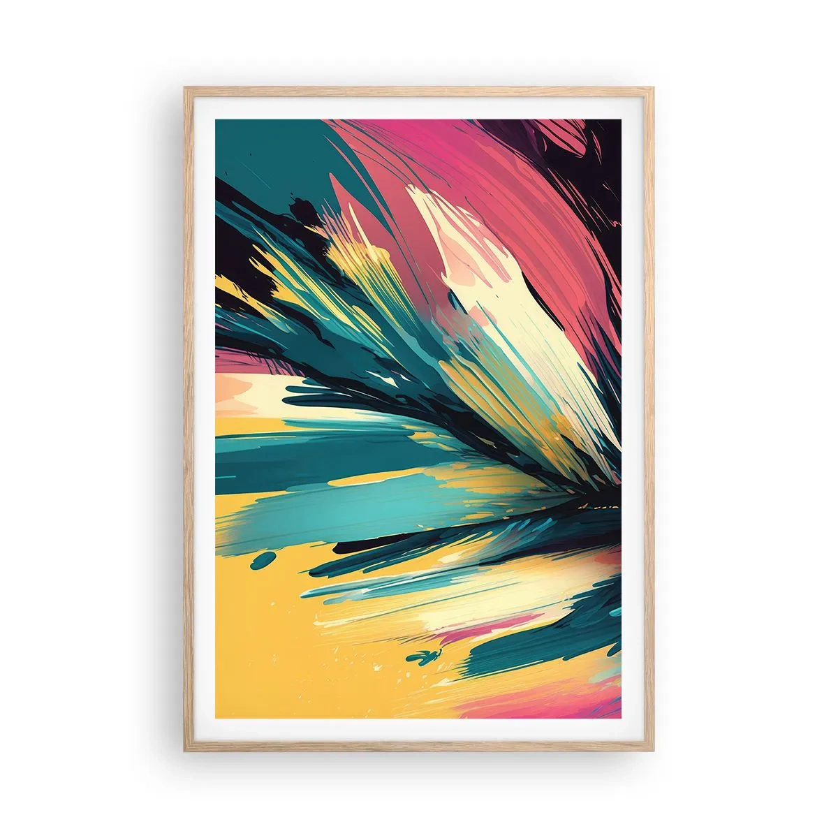 Poster in light oak frame - Composition -Explosion of Joy - 70x100 cm