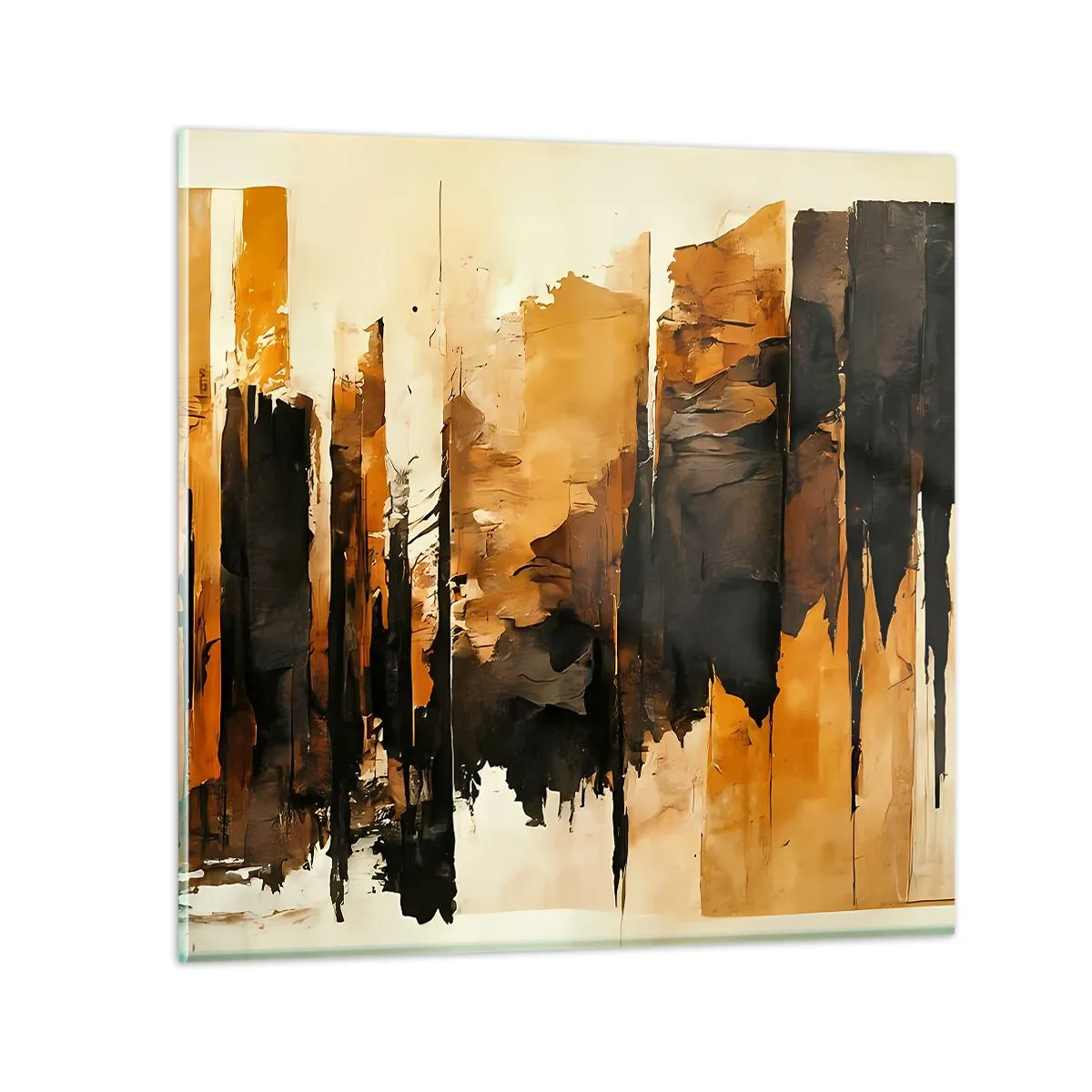 Glass picture - Harmony of Black and Gold - 50x50 cm
