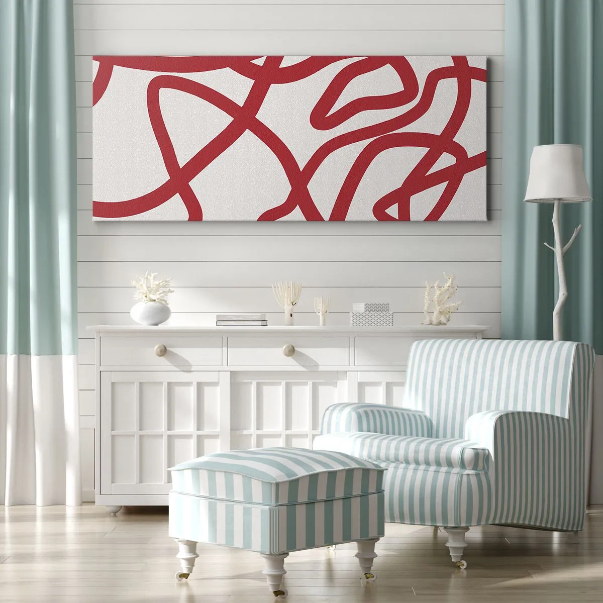 Canvas picture - Red on White - 100x40 cm
