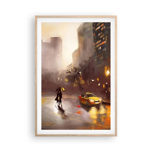 Poster in light oak frame - In New York Lights - 61x91 cm