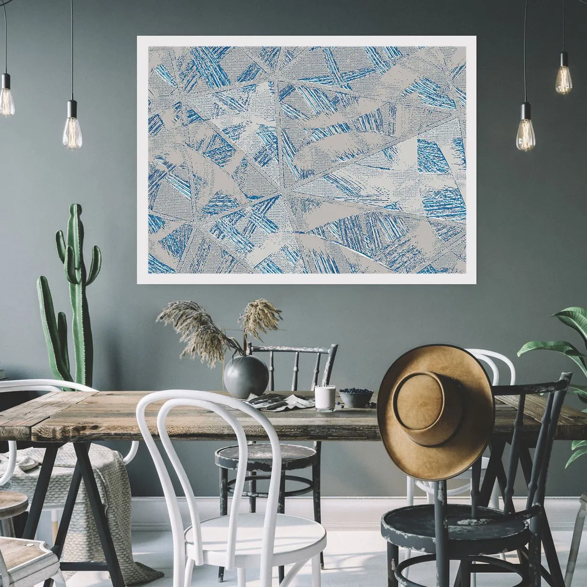Poster - In Blue and Grey Maze - 100x70 cm