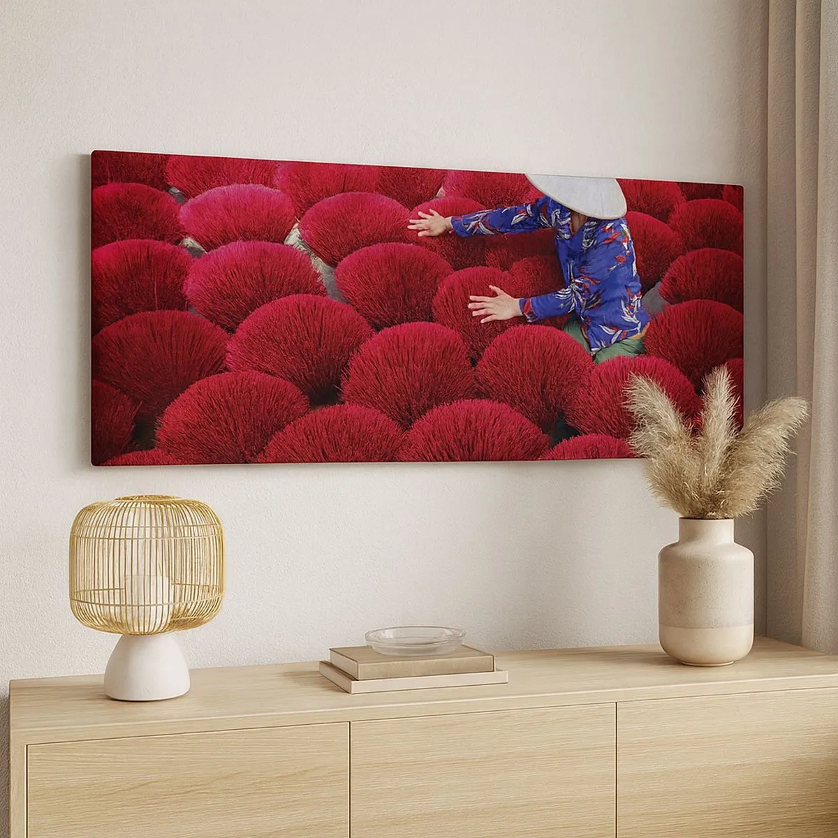 Canvas picture - In the Rice Field  - 100x40 cm