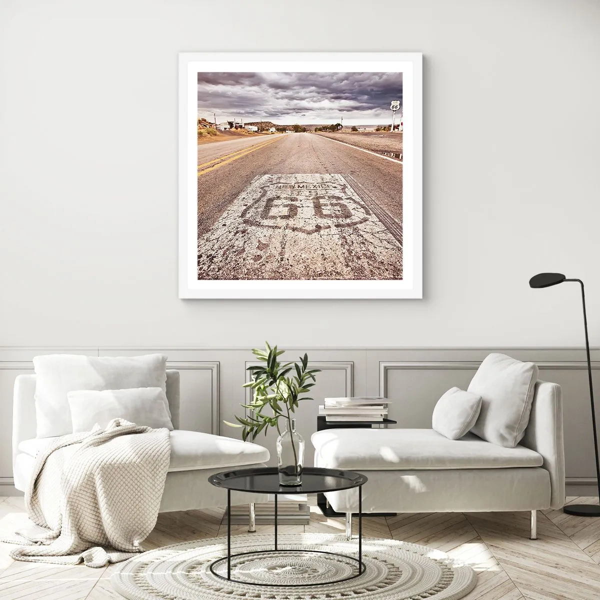 Poster in white frmae - Mother Road - American Legend - 30x30 cm