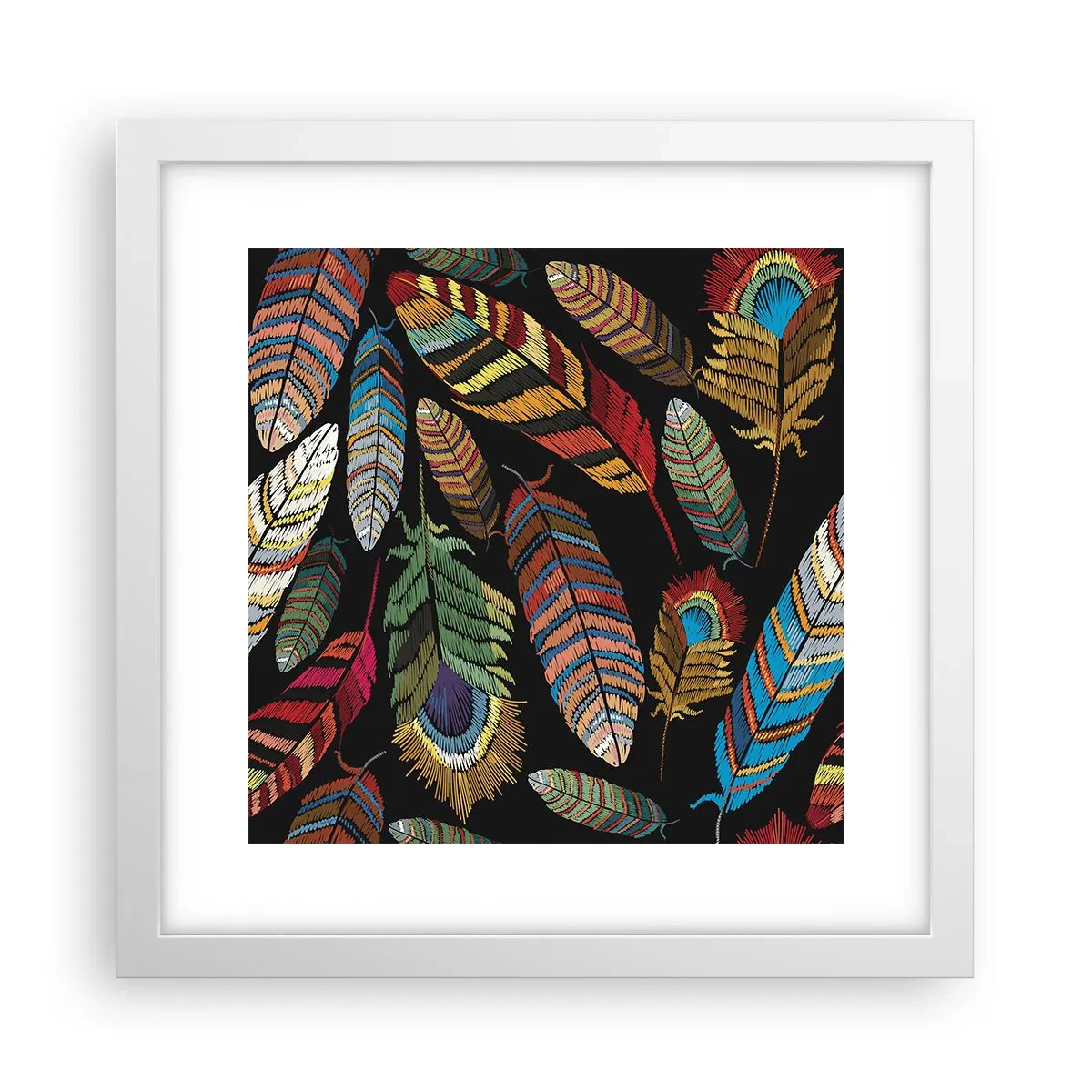 Poster in white frmae - Bird Carnival - 30x30 cm