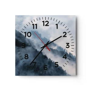 Wall clock - Clock on glass - Mysticism of the Mountains - 40x40 cm