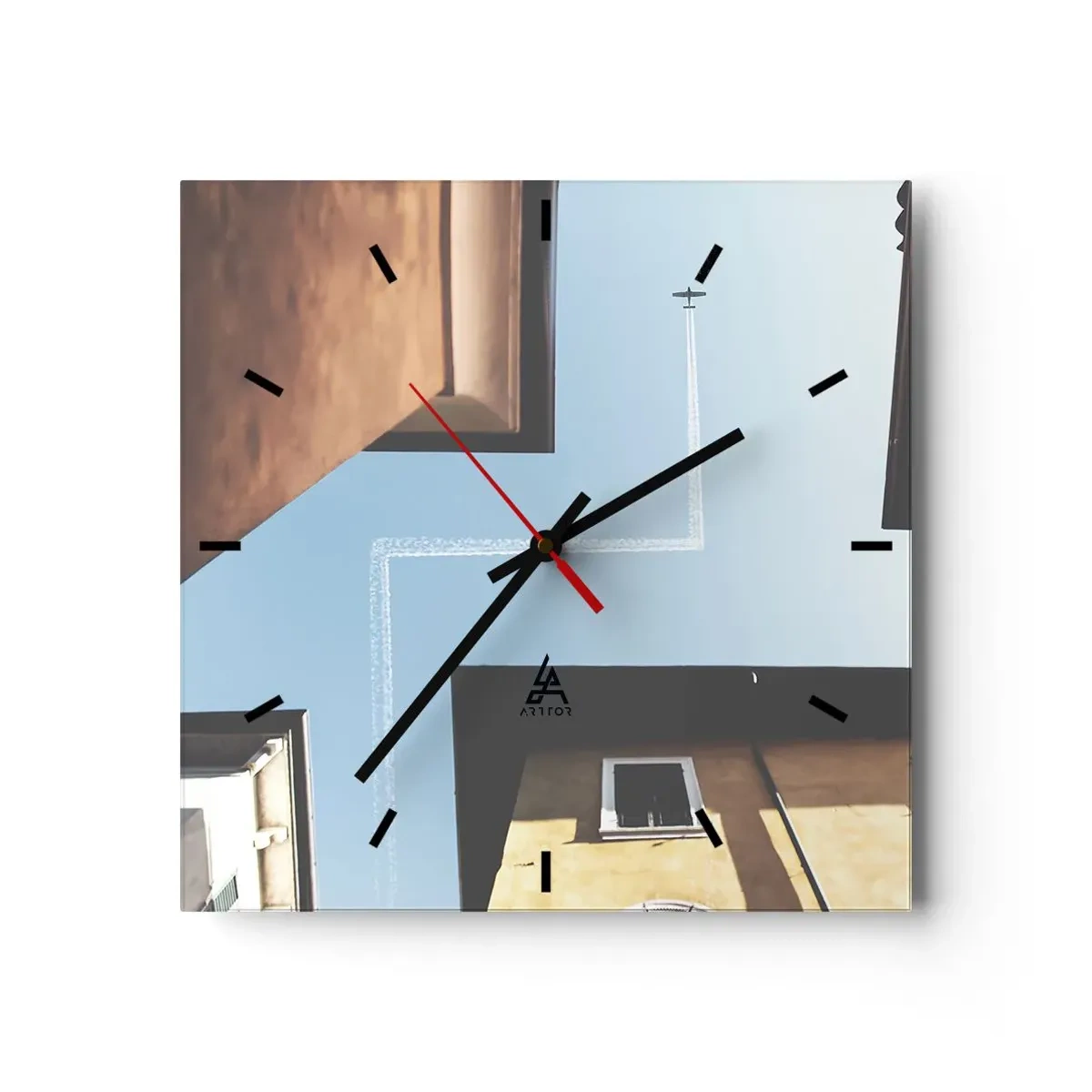 Wall clock - Clock on glass - Above City Maze - 40x40 cm