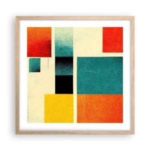 Poster in light oak frame - Geometric Abstract - Good Energy - 50x50 cm