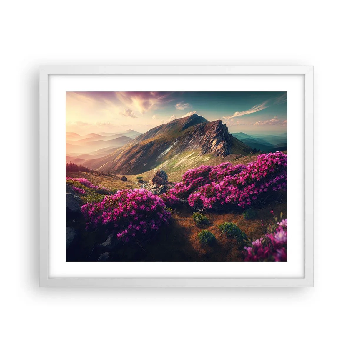 Poster in white frmae - Summer in the Mountains - 50x40 cm