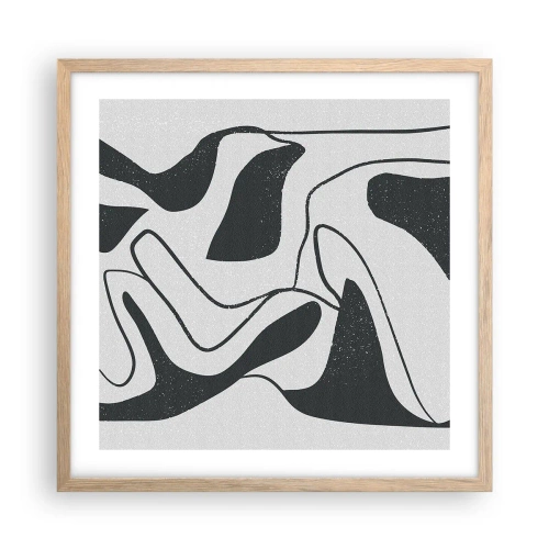 Poster in light oak frame - Abstract Fun in a Maze - 50x50 cm