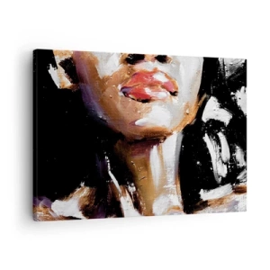 Canvas picture - Portrait of a woman in an expressive painterly style against a dark background - 70x50cm - Pride without Prejudice - Modern wall decoration for the living room and bedroom ARTTOR