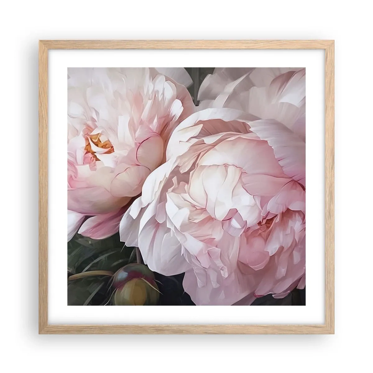 Poster in light oak frame - Captured in Full Bloom - 50x50 cm