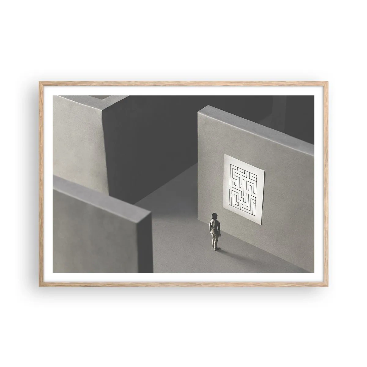 Poster in light oak frame - But Where Am I? - 100x70 cm