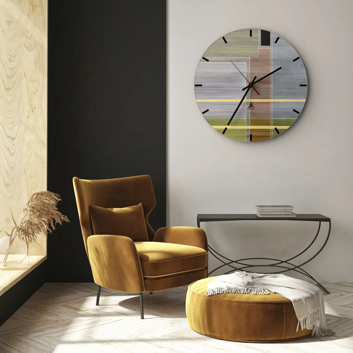 Wall clock - Clock on glass - Straight and Calm - 40x40 cm