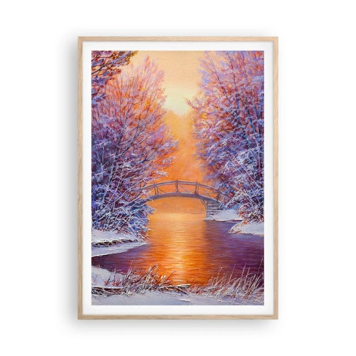 Poster in light oak frame - Let's Meet Here - 70x100 cm