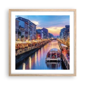 Poster in light oak frame - Evening of Light and Fun - 50x50 cm