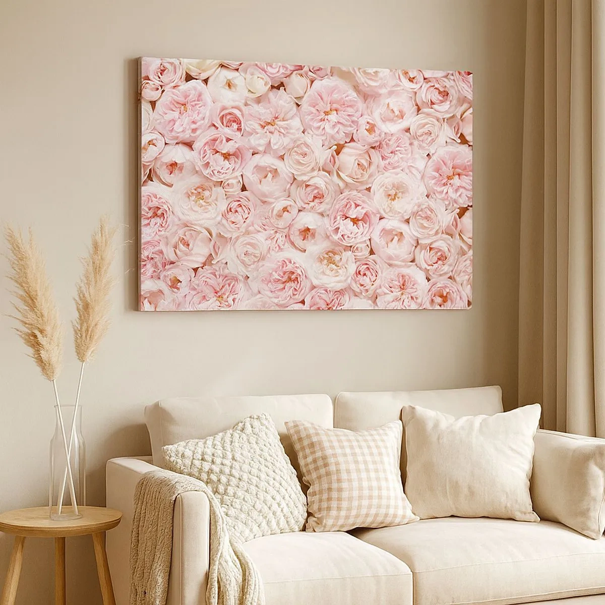 Canvas picture - Delicate roses in shades of pink all over the surface - 70x50cm - Decked with Roses - Modern wall decoration for the living room and bedroom ARTTOR