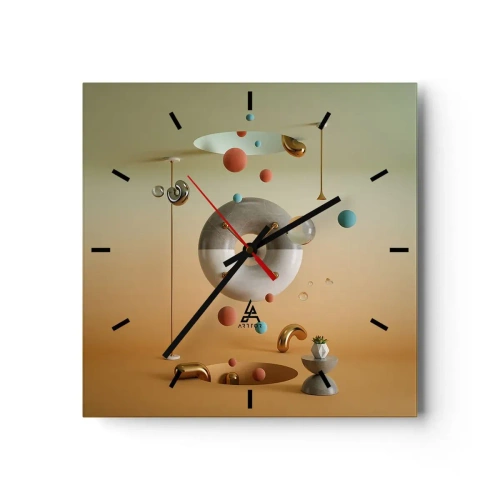 Wall clock - Clock on glass - Anything Can Happen - 40x40 cm