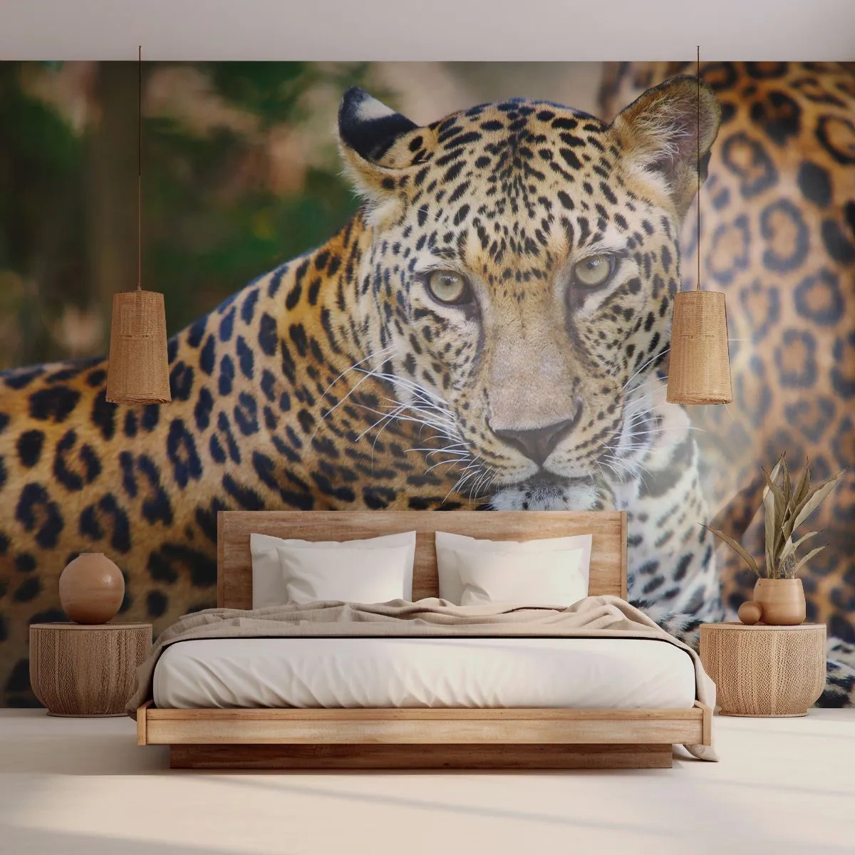 Photo Wallpaper Premium Sand - Wild and Calm - Animals, leopard, Africa - 100x70 cm