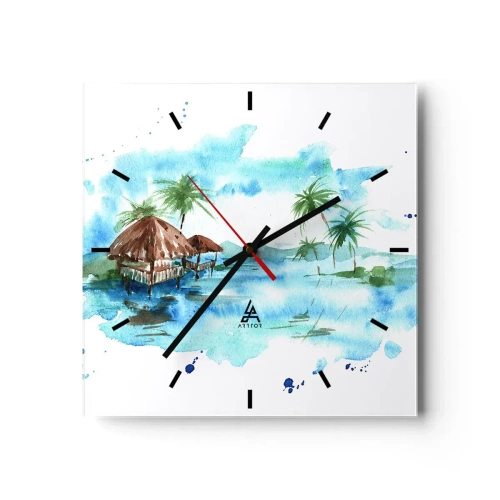 Wall clock - Clock on glass - Somewhere in the Pacific - 30x30 cm