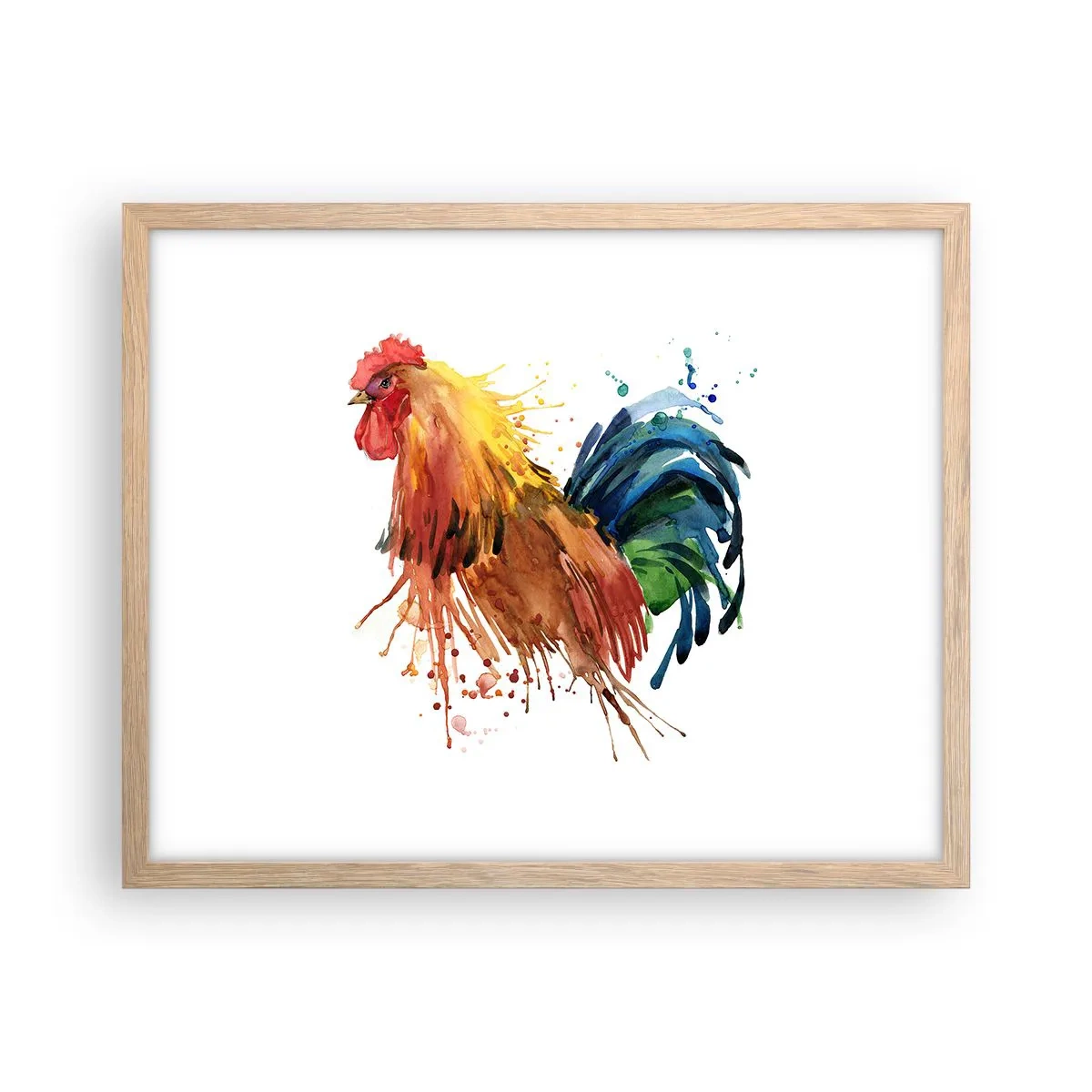 Poster in light oak frame - King Rooster - 50x40 cm