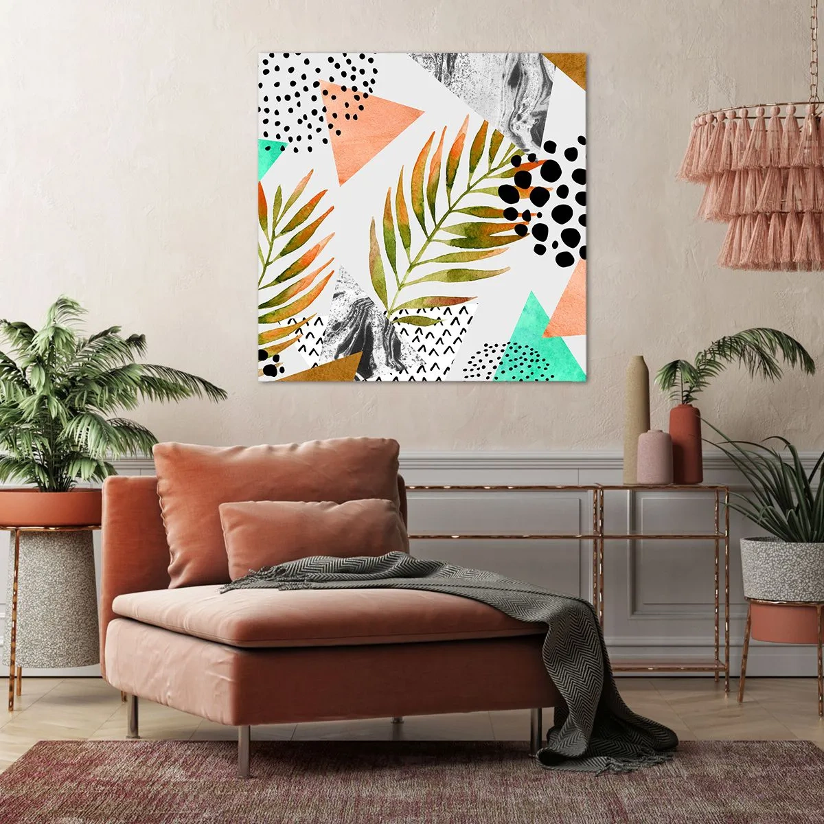 Canvas picture - Decorated with a Palm Leaf - 60x60 cm