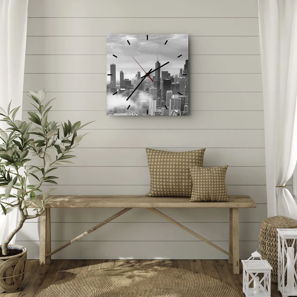Wall clock - Clock on glass - American Landscape - 30x30 cm
