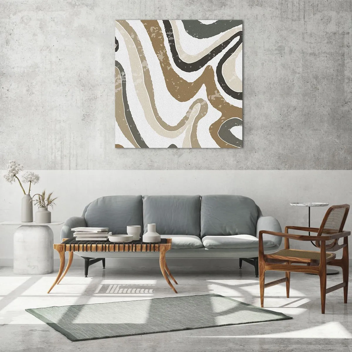 Glass picture - Meanders of Earth Colours - 30x30 cm
