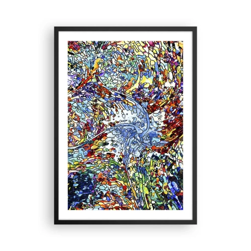 Poster in black frame - Abstract flow of colors and structures - 50x70cm - Stained Glass with Drops - Modern wall decoration for the living room and bedroom ARTTOR
