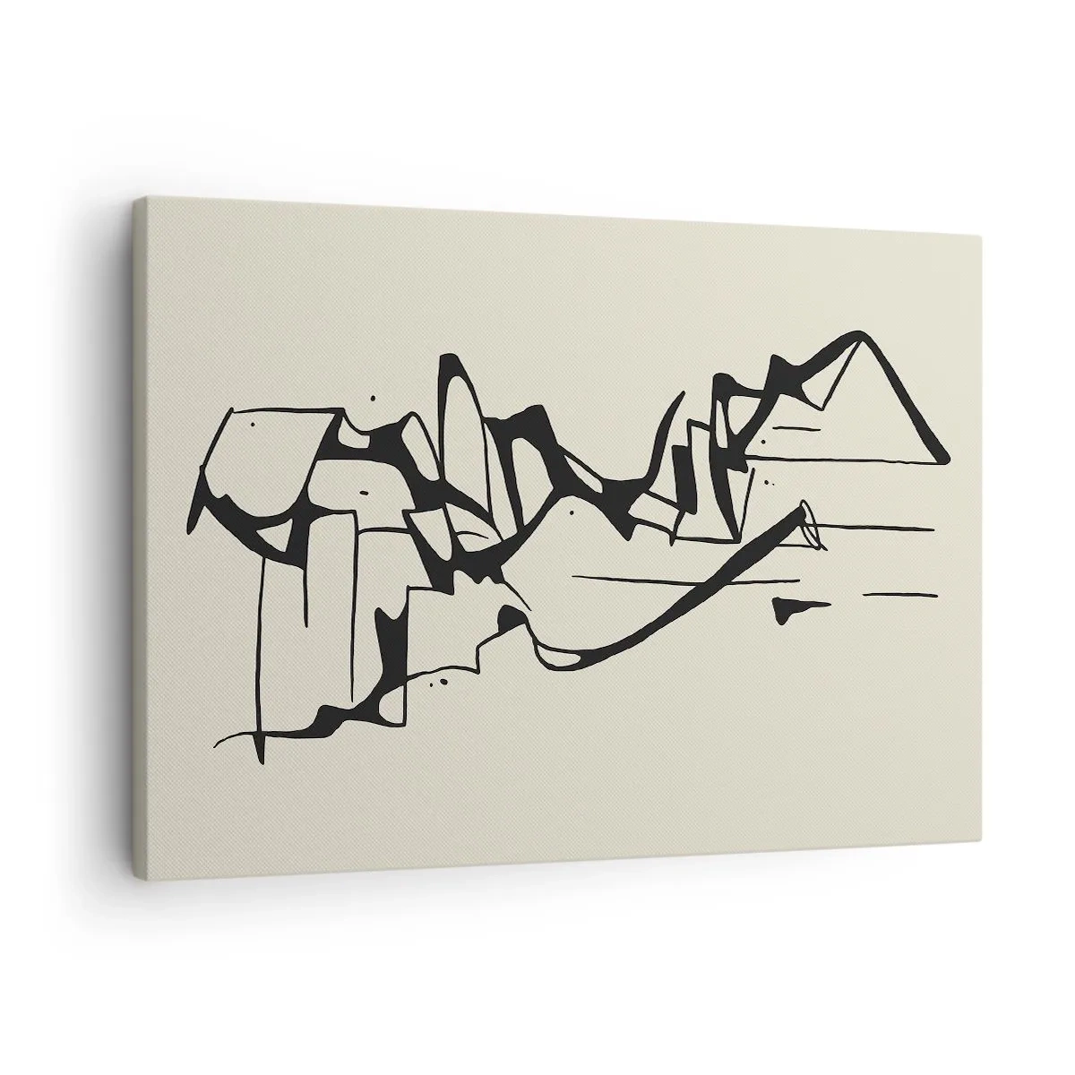 Canvas picture - Abstract drawing of mountains in black and white - 70x50cm - Maybe Landscape - Modern wall decoration for the living room and bedroom ARTTOR