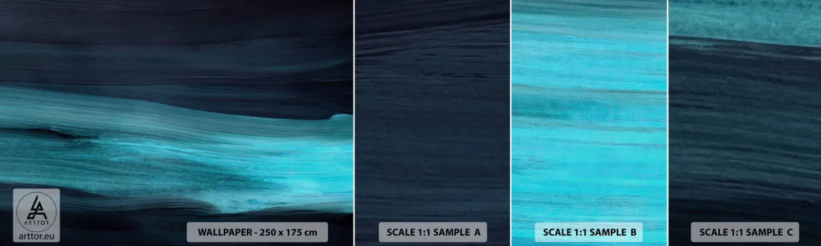 Photo Wallpaper Sample Standard Eco - Swim with the Flow - Dark, Piece, Abstraction - 100x30 cm