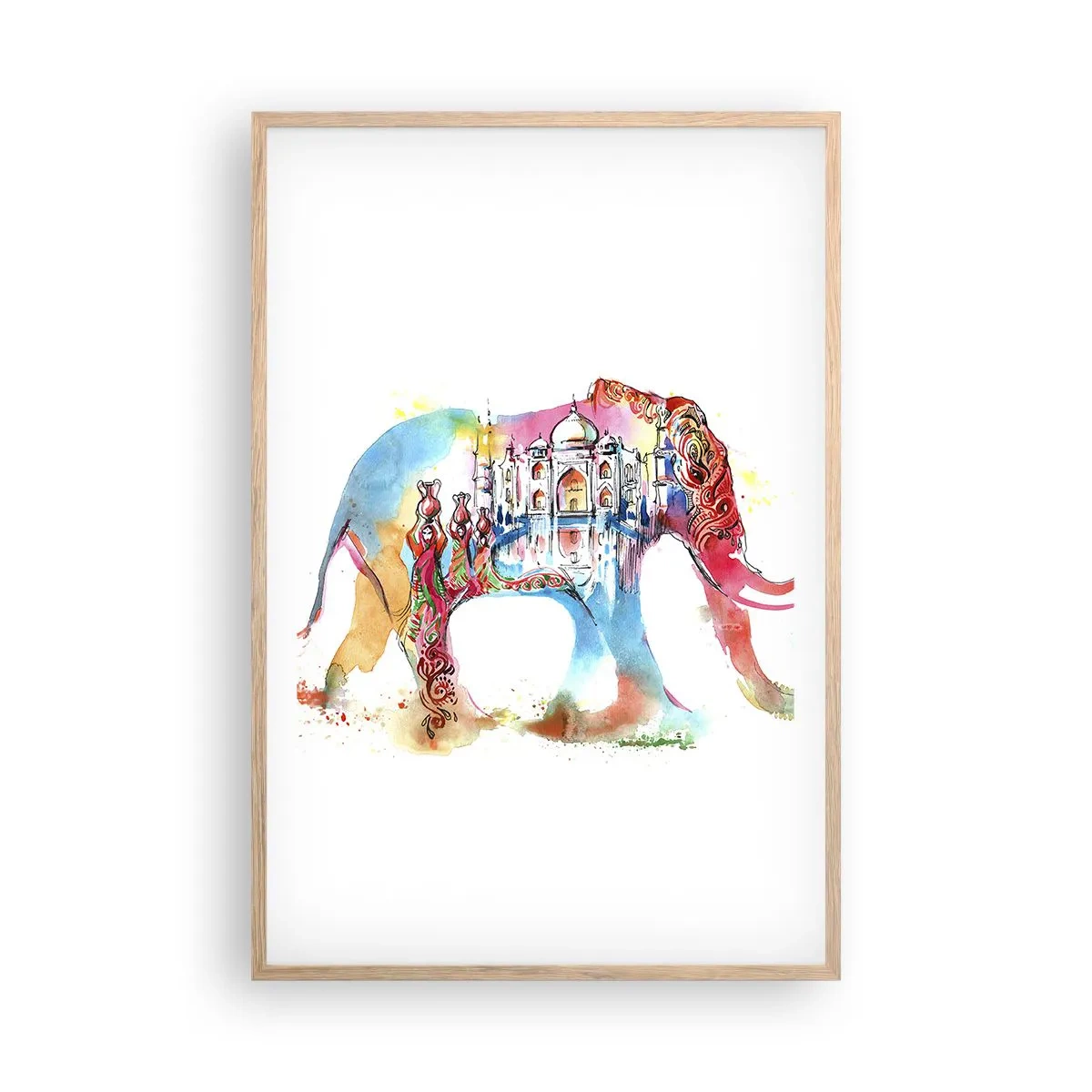 Poster in light oak frame - India - Atmosphere of Love - 61x91 cm