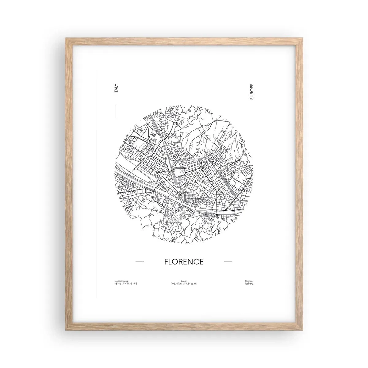 Poster in light oak frame - Anatomy of Florence - 40x50 cm