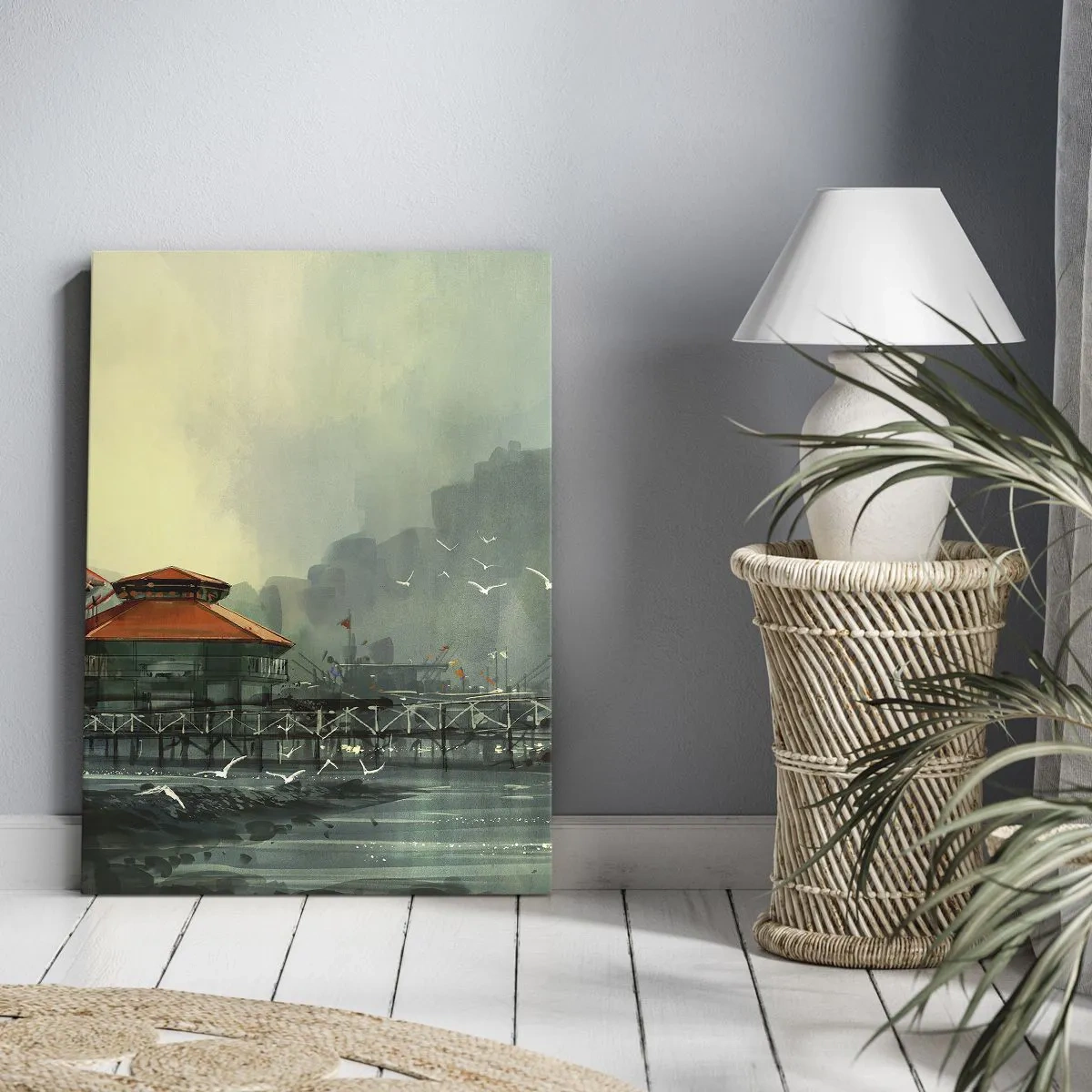 Canvas picture - Gloomy Day at the Port - 70x100 cm