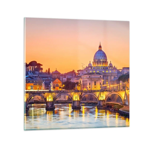 Glass picture - Twilight over Eternal City - 30x30 cm
