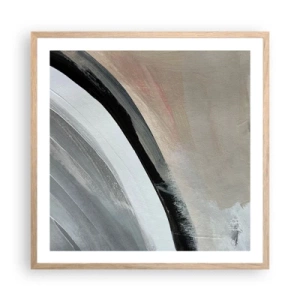 Poster in light oak frame - Composition: Arc of Black and Grey - 60x60 cm