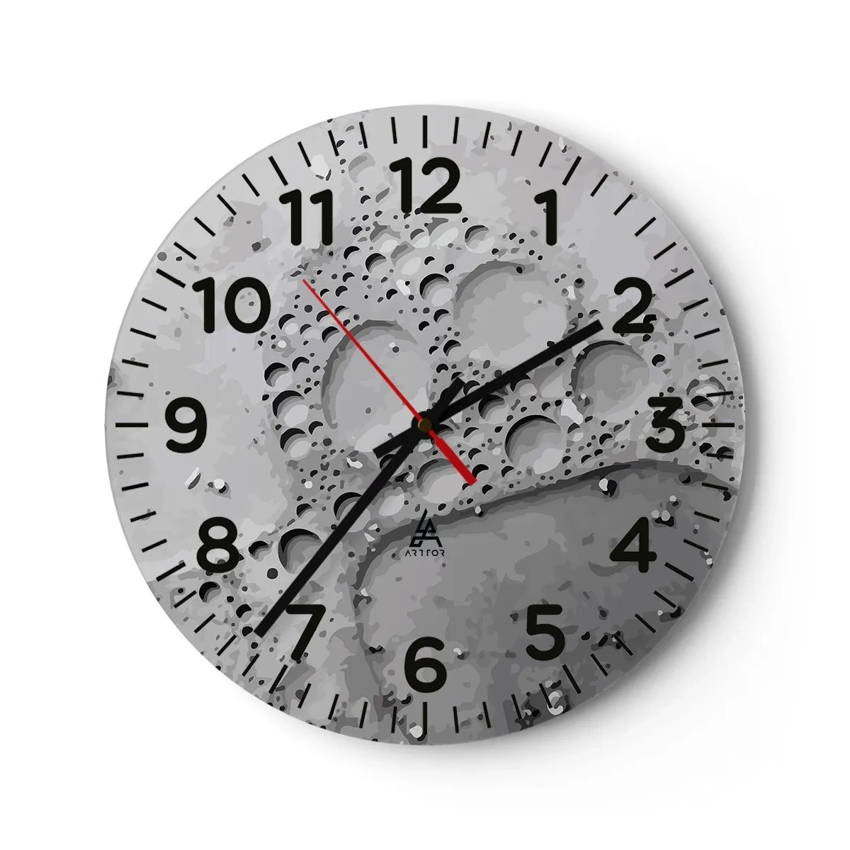 Wall clock - Clock on glass - Foamy Footprint - 40x40 cm