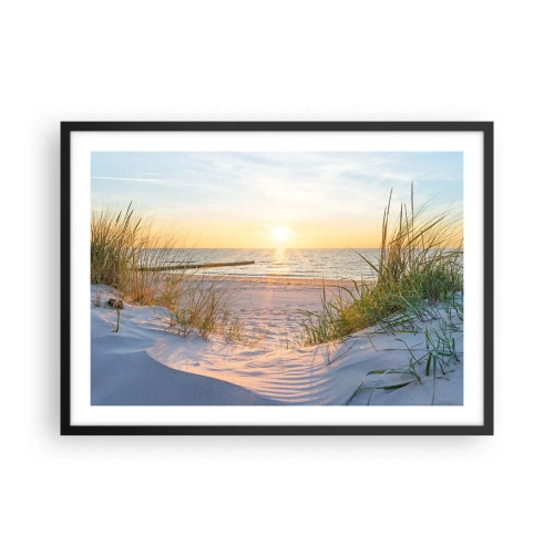 Poster in black frame - Sound of the Sea, Singing of the Birds, Wild Beach among Grass - 70x50 cm