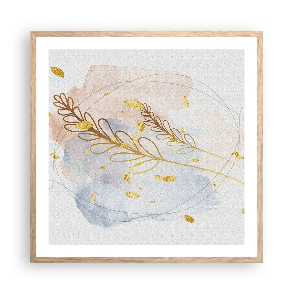 Poster in light oak frame - Golden Blast - 60x60 cm