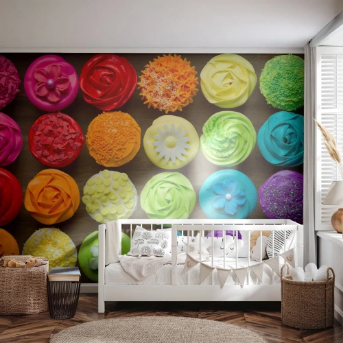 Photo Wallpaper Standard Eco - All Different - All Delicious - Gastronomy, colourful cookies, 3D - 150x105 cm