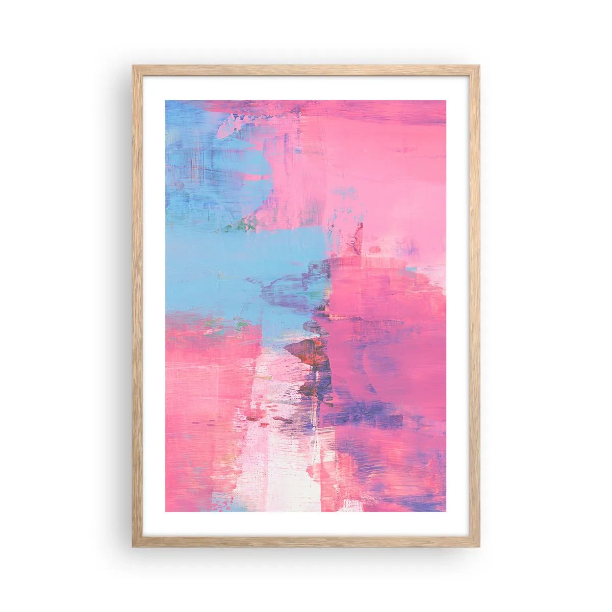 Poster in light oak frame - Pink, Blue and a Pinch of Light - 50x70 cm