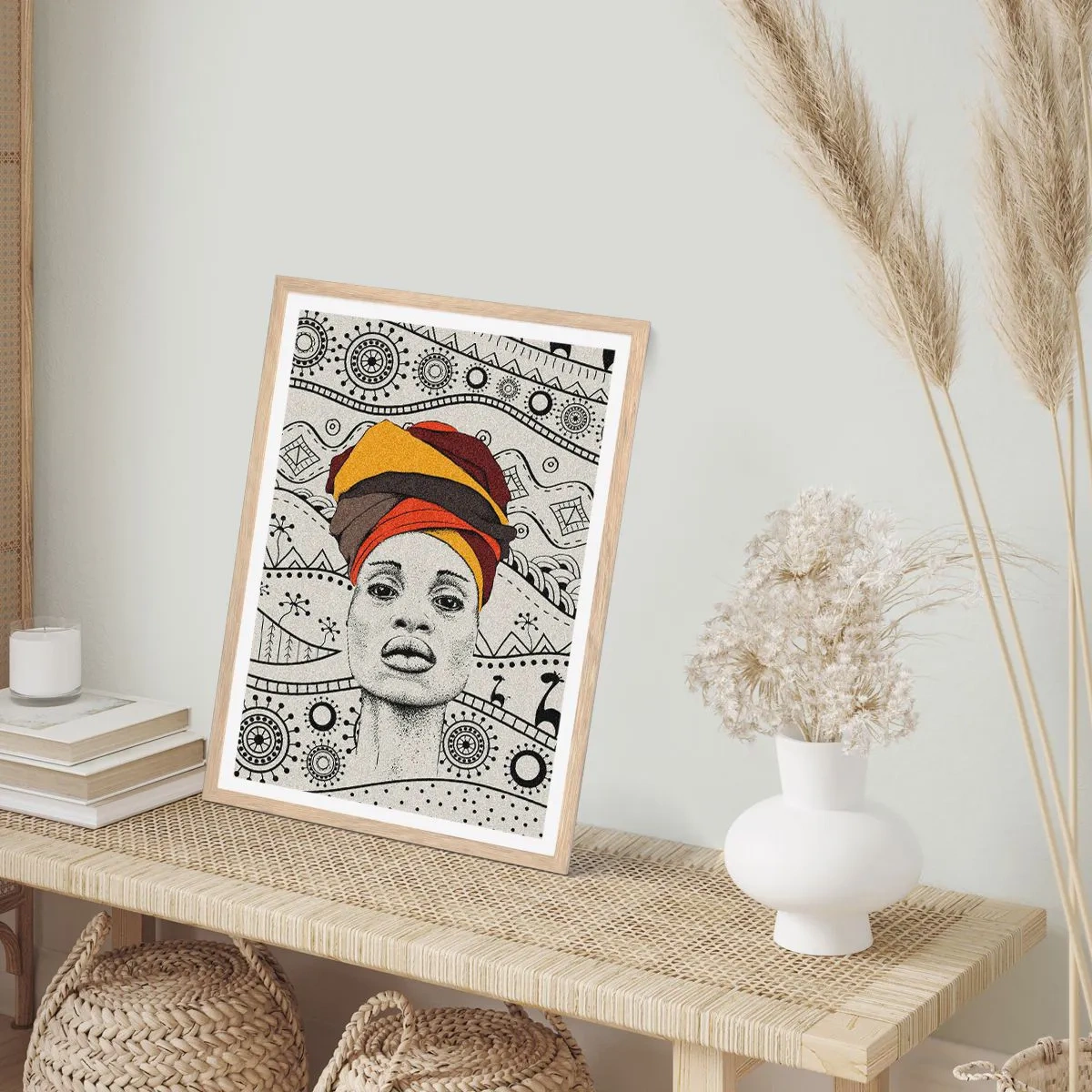 Poster in light oak frame - African Portrait - 50x70 cm