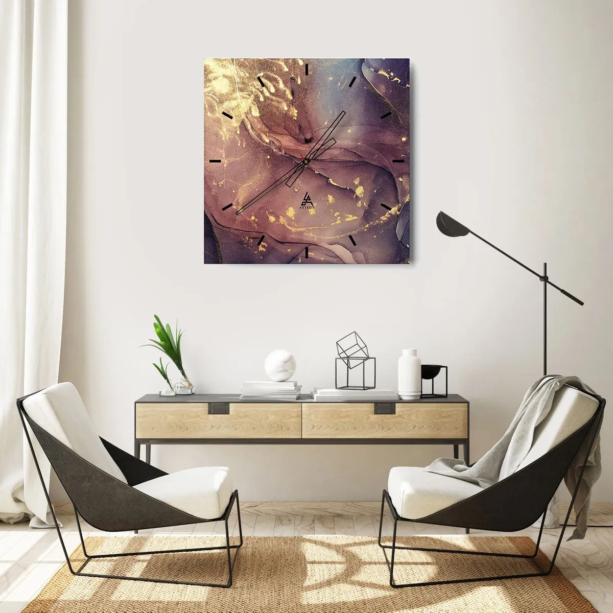 Wall clock - Clock on glass - Matter and Spirit - 30x30 cm