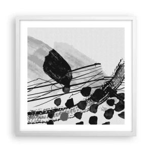 Poster in white frmae - Black and White Organic Abstraction - 50x50 cm