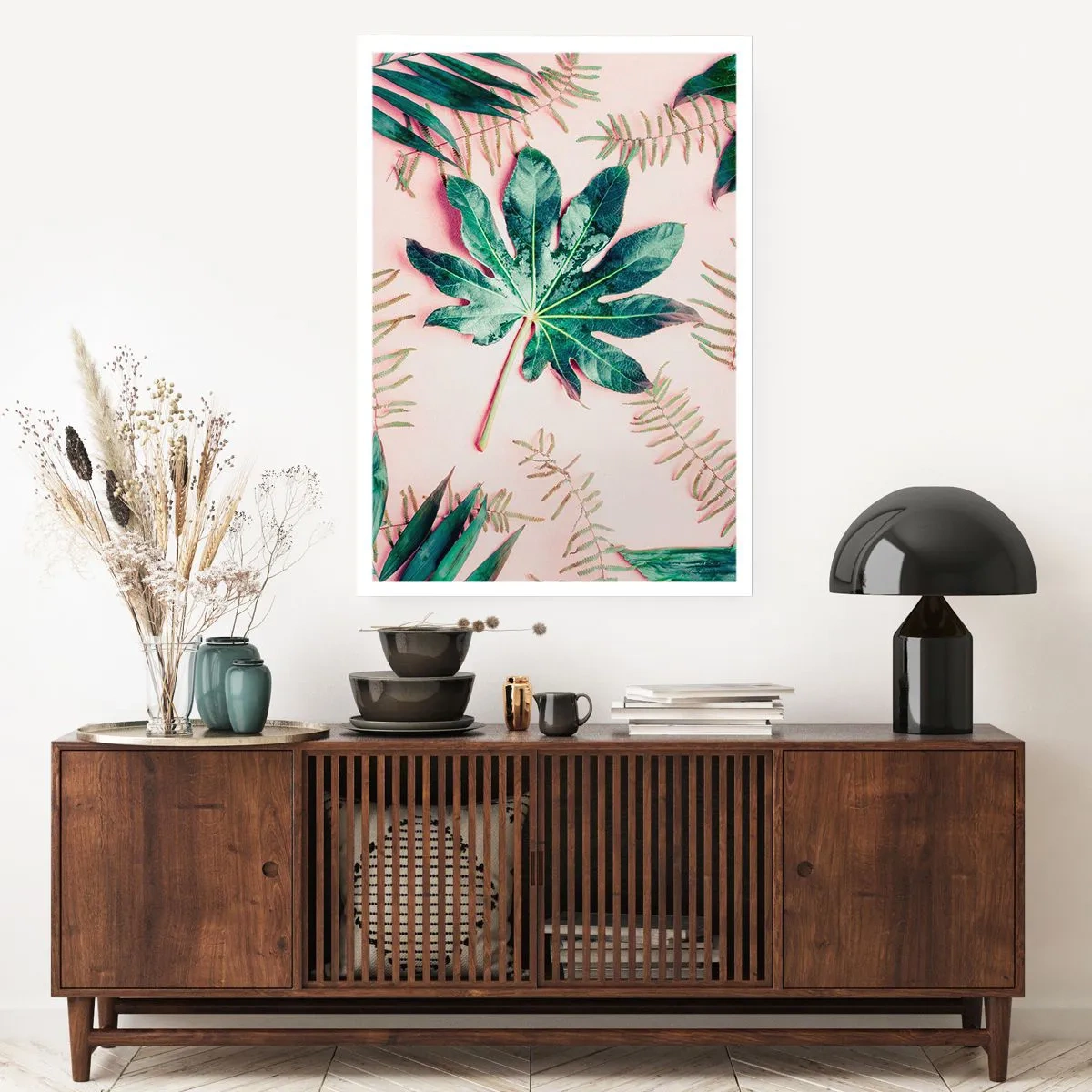 Poster - Study in Green on Pink Background - 70x100 cm